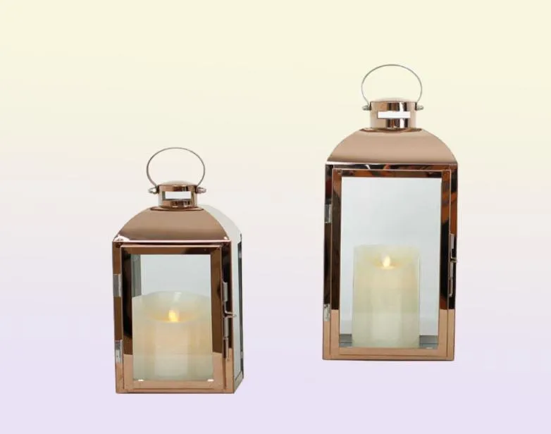 Kaarsenhouders Goud Glass Noordse kandelaar Kandelhouders Wind Lamp Candle Lantern Wedding Kerstmeerstukken Outdoor Garden2236425