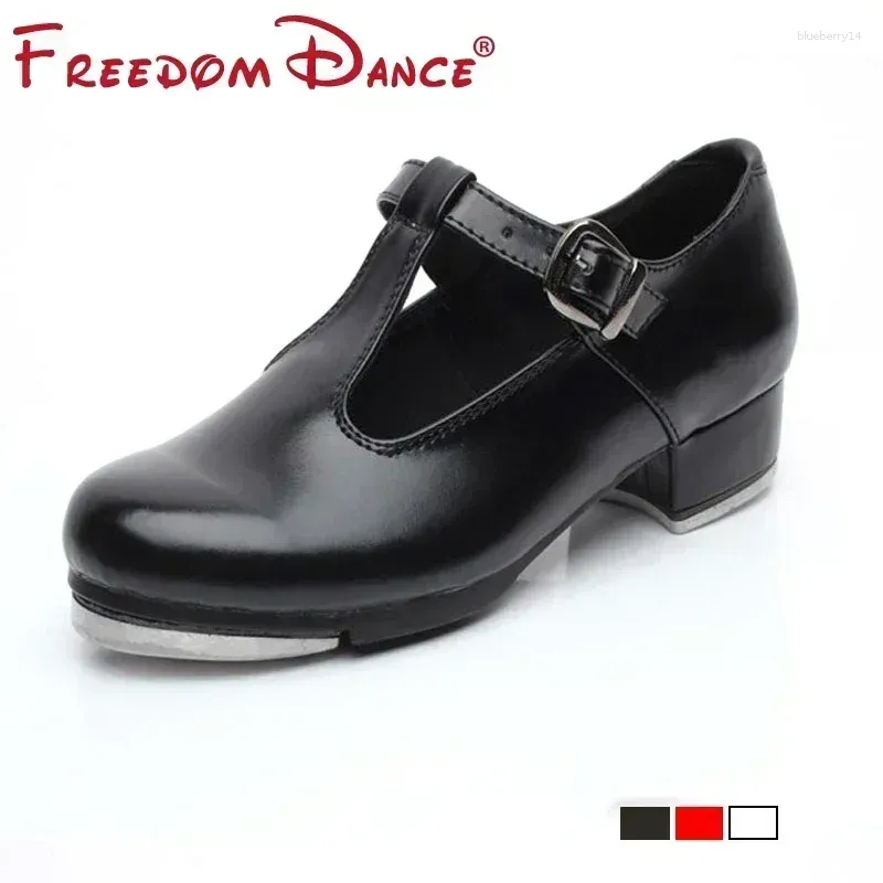 Dance Shoes T Shaped Shimmery Tap For Children Girls Women Patent Leather Jazz Step Clogging 26-42 Free Return