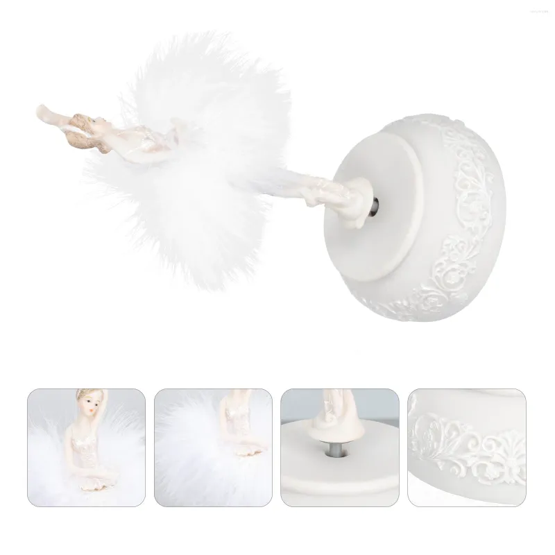 Figurines décoratines Ballet Musical Box Girl's Festival Keeprsake Resin Decorment (blanc)