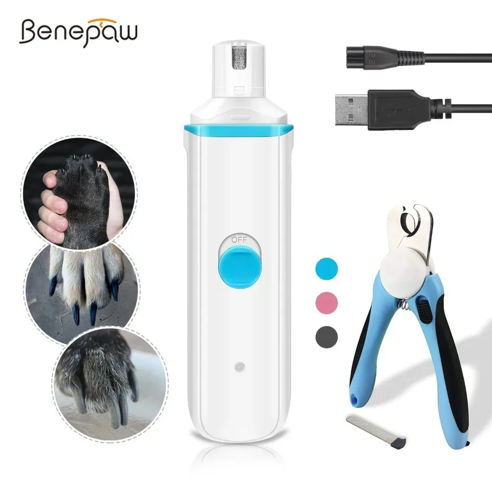 Clippers Benepaw Ultraquiet Electric Pet Dog Gwóźdź Zestaw Zestaw Safe Dog Nail Clippers Pille Pille Piecznik Pedicure USB