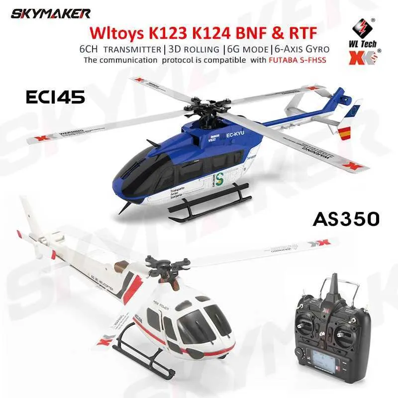 Aircraft électrique / RC WLTOYS XK K123 K124 RC Helicotper BNF RTF 2.4G 6CH 3D MODES 6G TOYS MOTEUR sans balais RC avec Futaba S-FHSS pour enfants T240422