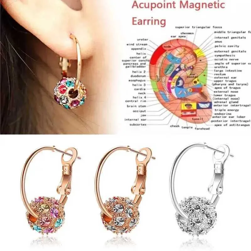 Charm 1Pair Magnetic Slimming Earrings Lose Weight Body Relaxation Massage Slim Ear Studs Patch Health Jewelry Girls Women Best Gift Y240423