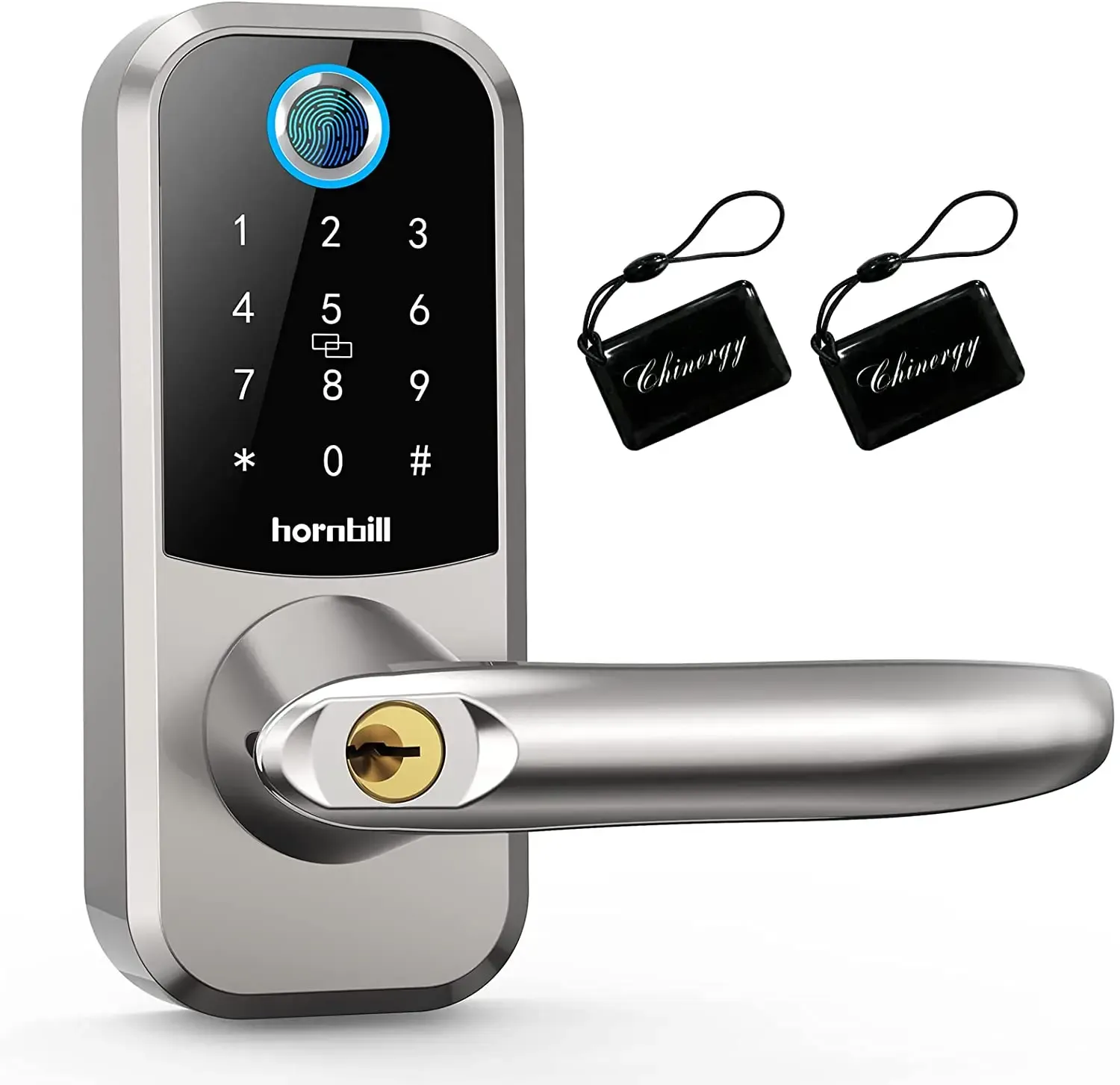 Kontroll Smart Lock Hornbill Fingeravtryck Keyless Entry Locks med pekskärm Knappsats Bluetooth Front Door Lock Electronic Digital Lock