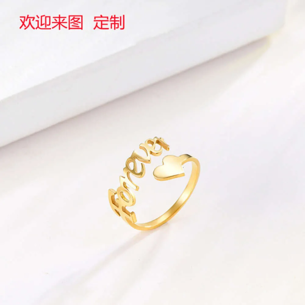 DIY Private English Letter Name Symbol True Gold Stainless Steel Personalized Ring Simplicity _ Bingge (bingge Jewelry)