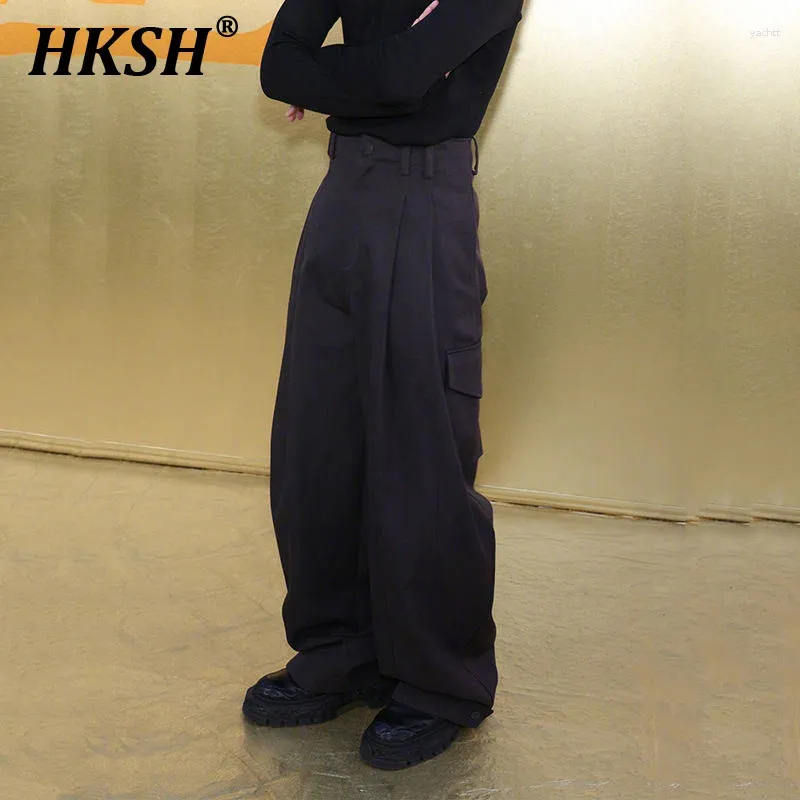 Мужские брюки HKSH Spring Ownm Suit Tide Nishe Design Ощущение драпировки распутываемые брюки с прямыми ногами HK1076