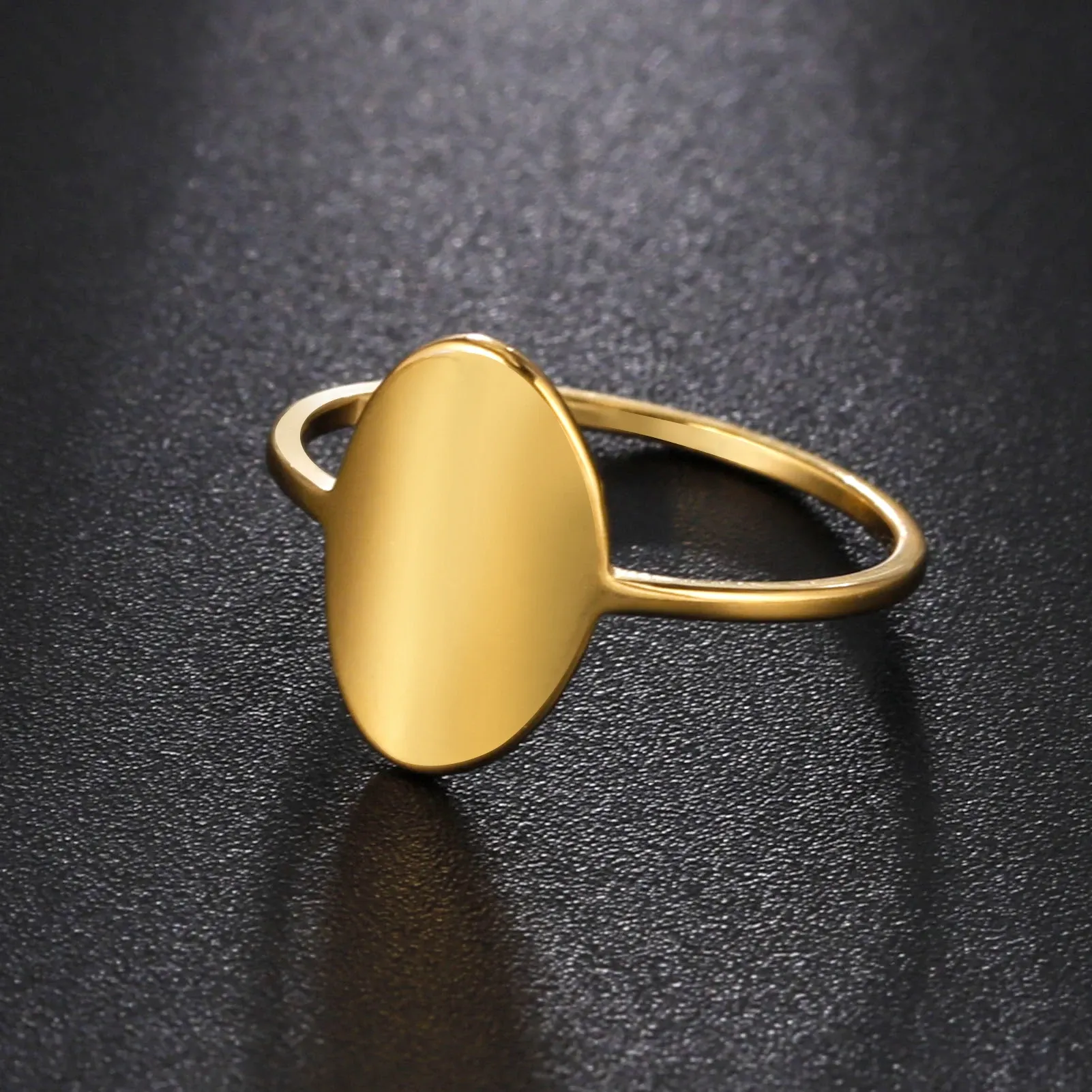 バンドjdzqj幾何学楕円形のリングステンレススチールゴールドカラー女性指輪ファッションミニマリストジュエリー2023チャートマスギフト卸売