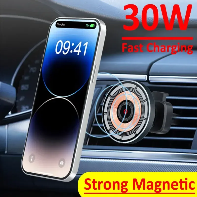 Chargers 30W Magnetic Car Wireless Charger Air Vent Car Phone Holder Mount for iPhone 14 13 12 Pro Max Macsafe Car Fast Charging Station