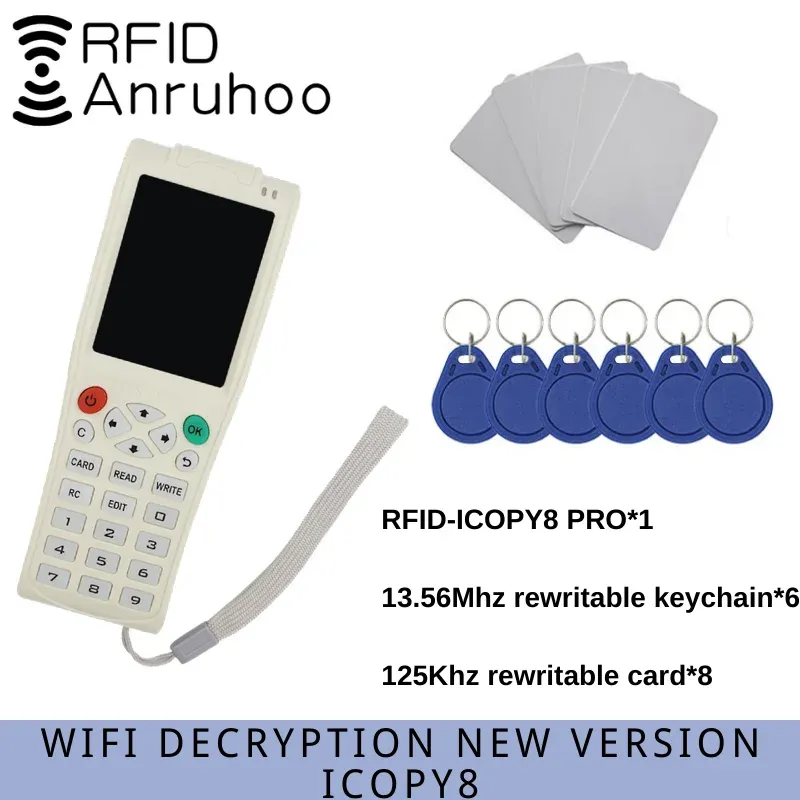 Besturing Nieuwe ICopy8 Volledige codering WiFi Decodering RFID Access Control Card Reader NFC -kaartschrijver Smart Chip Card Duplicator Copier