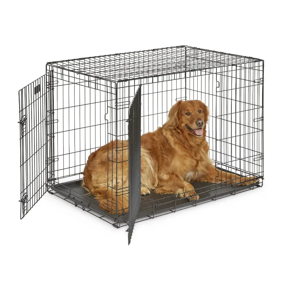 Cages domy Kennelowe skrzynia dla psów 22 "/24"/30 "/36"/42 "/48" podwójnie składane metalowe domy dla zwierząt domowych, panel dzielący, szczelna patelnia dla psów