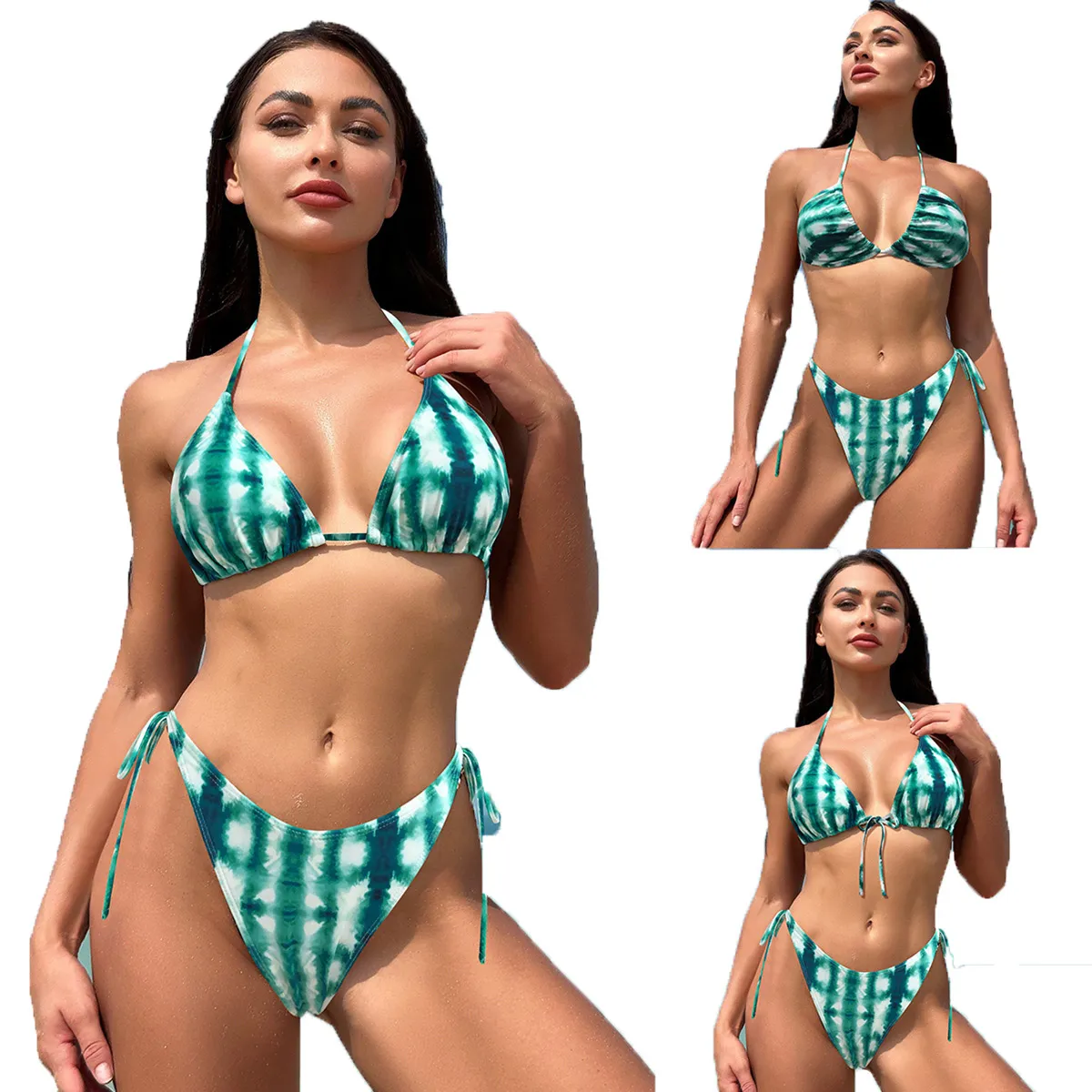 Designer Bikini badkläder baddräkt Triangl Bikini Bikini Set Polyester Leopard Low Waist Beach Sashes Scrunch Tie-Side Designer Bathing Suits Women Bikinis