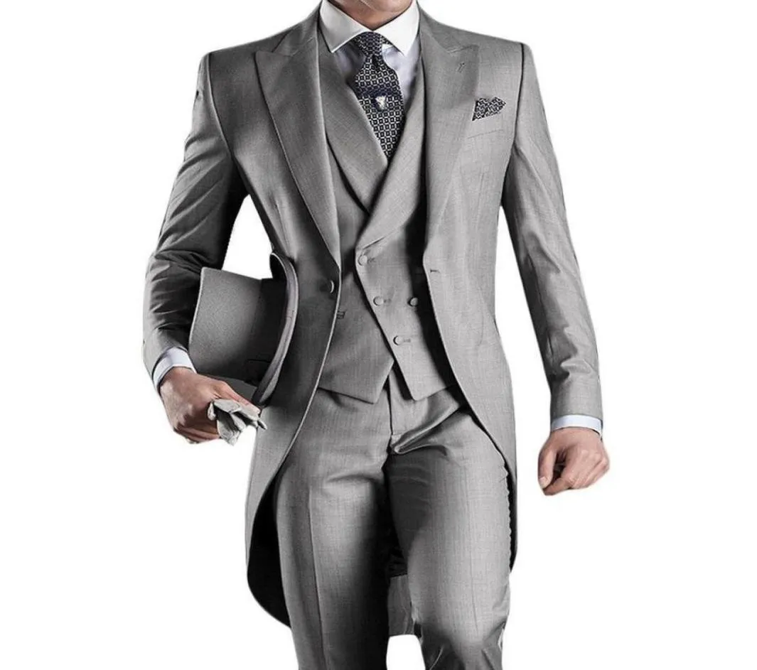 Custom Made Groom Tuxedos Groomsmen Morning Style 14 Style Man Peak Rapel Groomsman Men039S Wedding Suits JacketPantsti9679621