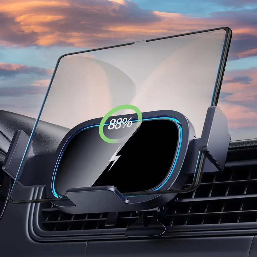 Laddare Trådlös billaddare för Galaxy Z Fold 5 4 3 iPhone 14 13 12 11 15W Fast Charging Car Mount Air Vent Charging Car Phone Holder