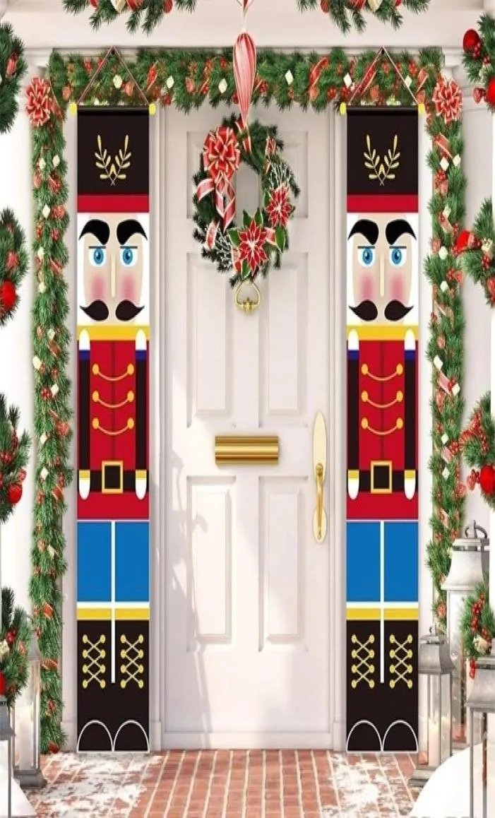 Щелкунчик Солдат Рождественский Баннер Декор для домашнего праздника Весела дверь счастливого года y2010205511089