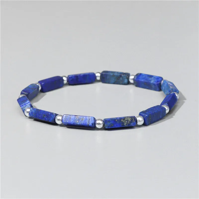 Strands Fashion Square Tube per perle di pietra Bracciale LAPIS NATURALE LAZULI COLLE COLLE SILLA CHANNO ROURN CHANNO BRACHETTO GIOIETRUI