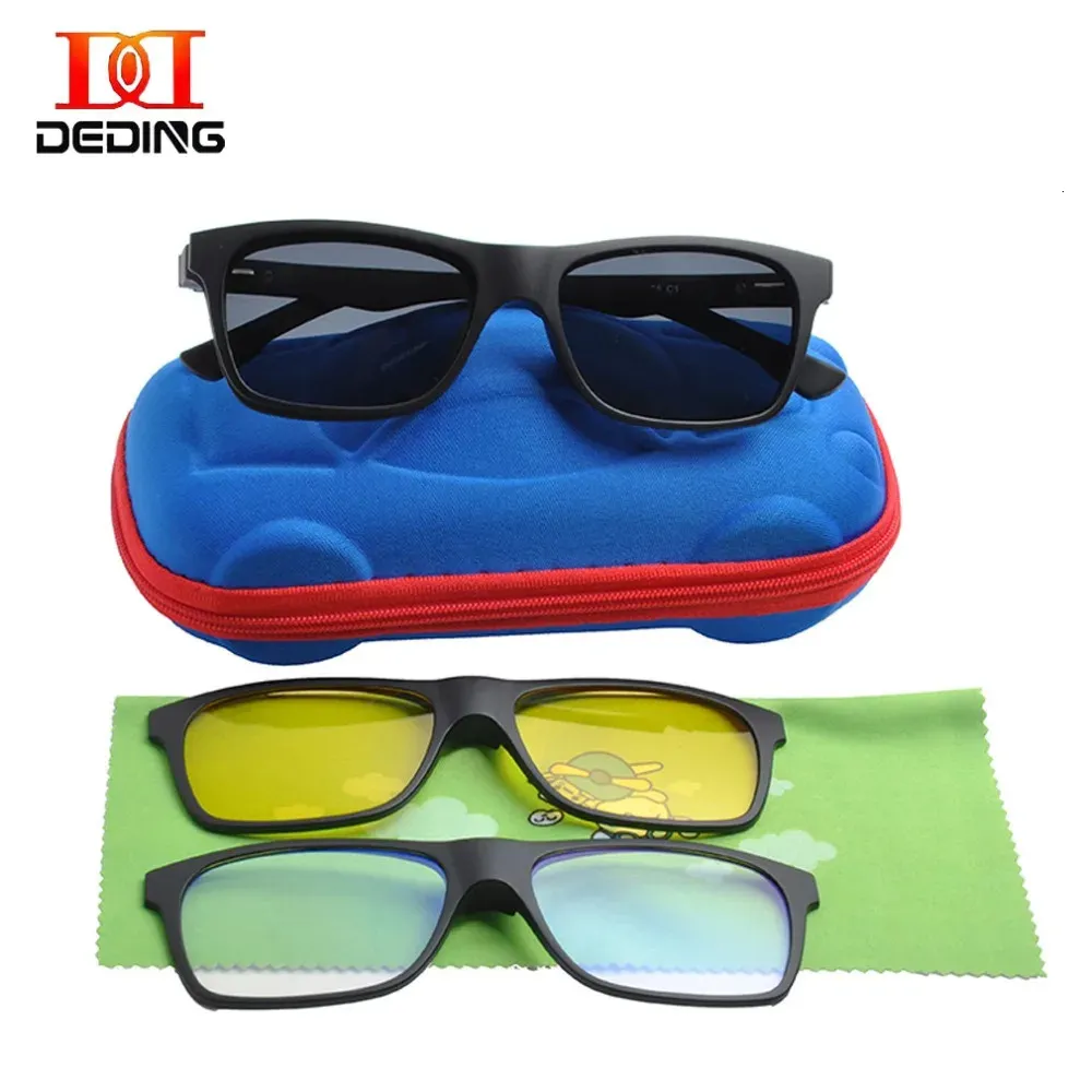 Kids Magnetic 3 clips Polarized Clip-on Sunglasses Boys Polarized Sunglasses Kids Blue light Blocking Comuputer Glasses DD1478 240412