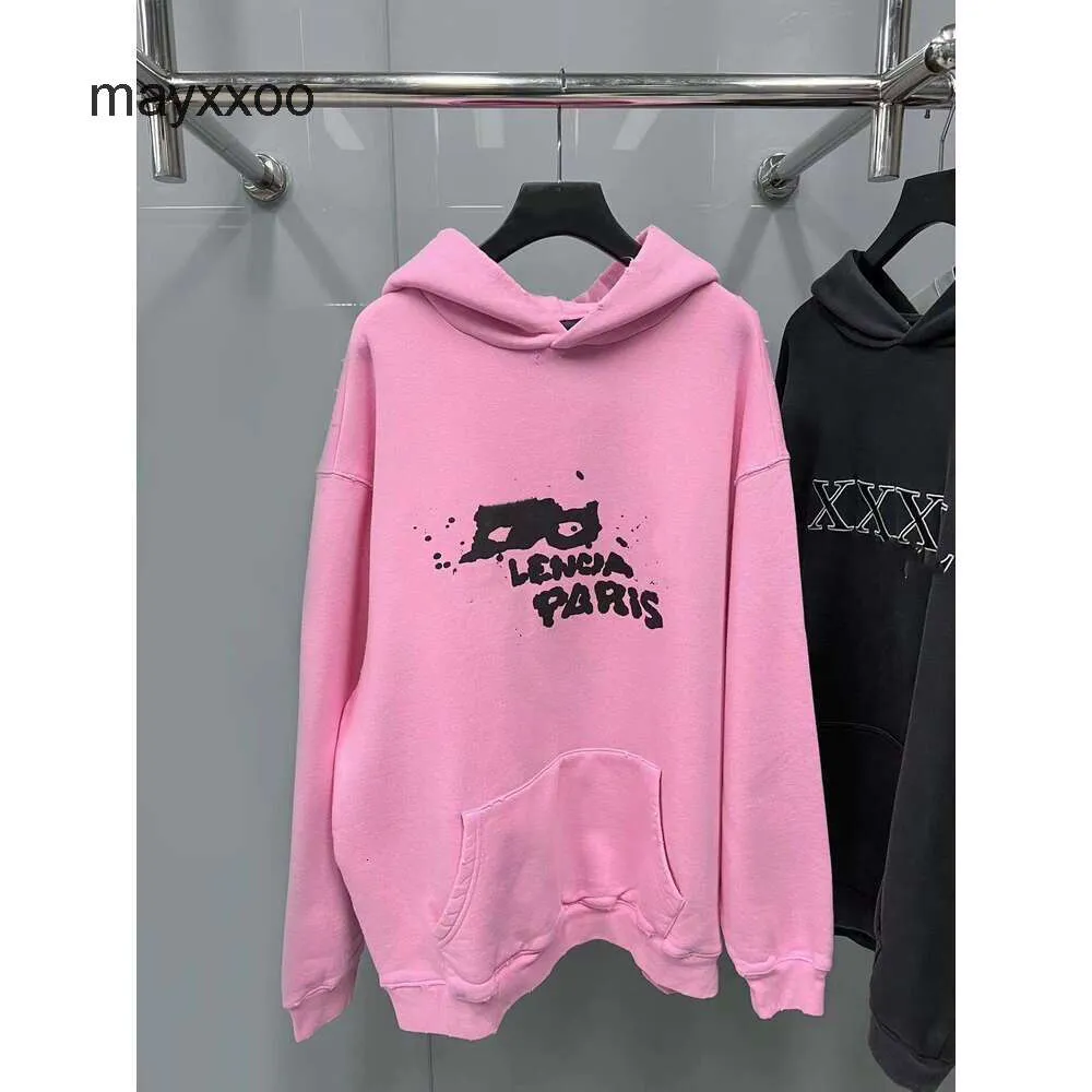 Même sweat à sweat d'automne / hiver Balencigs pour hommes Hoodies de mode 2024 Version de la maison Paris Brand Famille Graffiti peint à la main JJBI JJBI