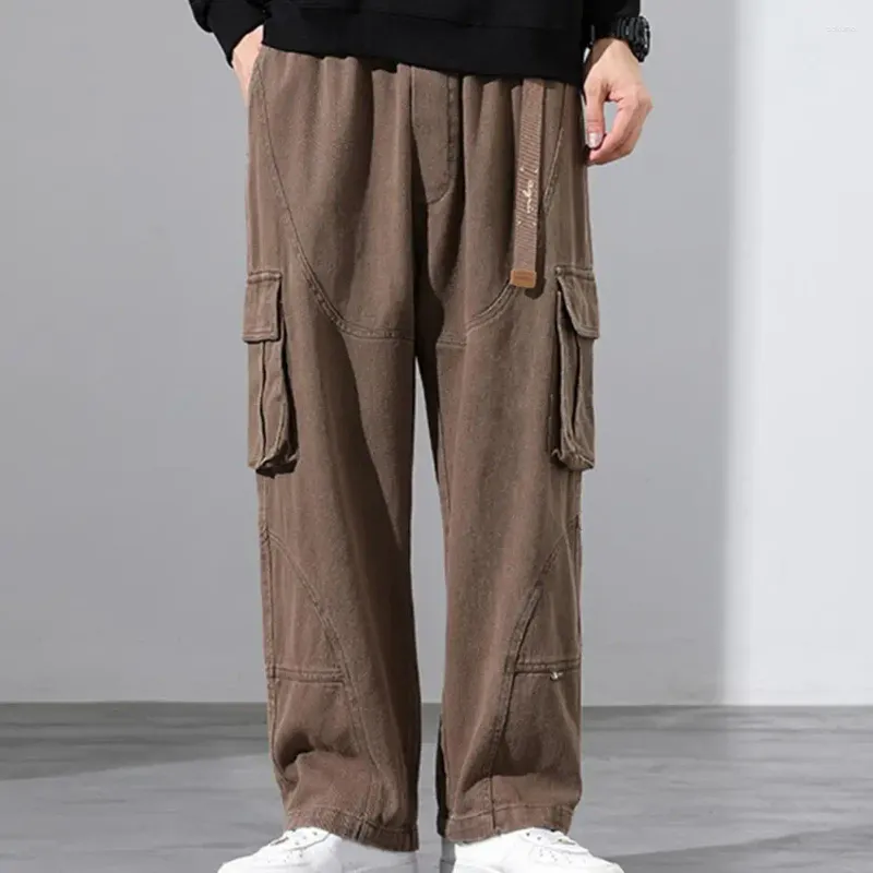 Herenbroek brede been mannen broek streetwear brede poten multi-pocketed ademende voor een stijlvolle comfortabele look