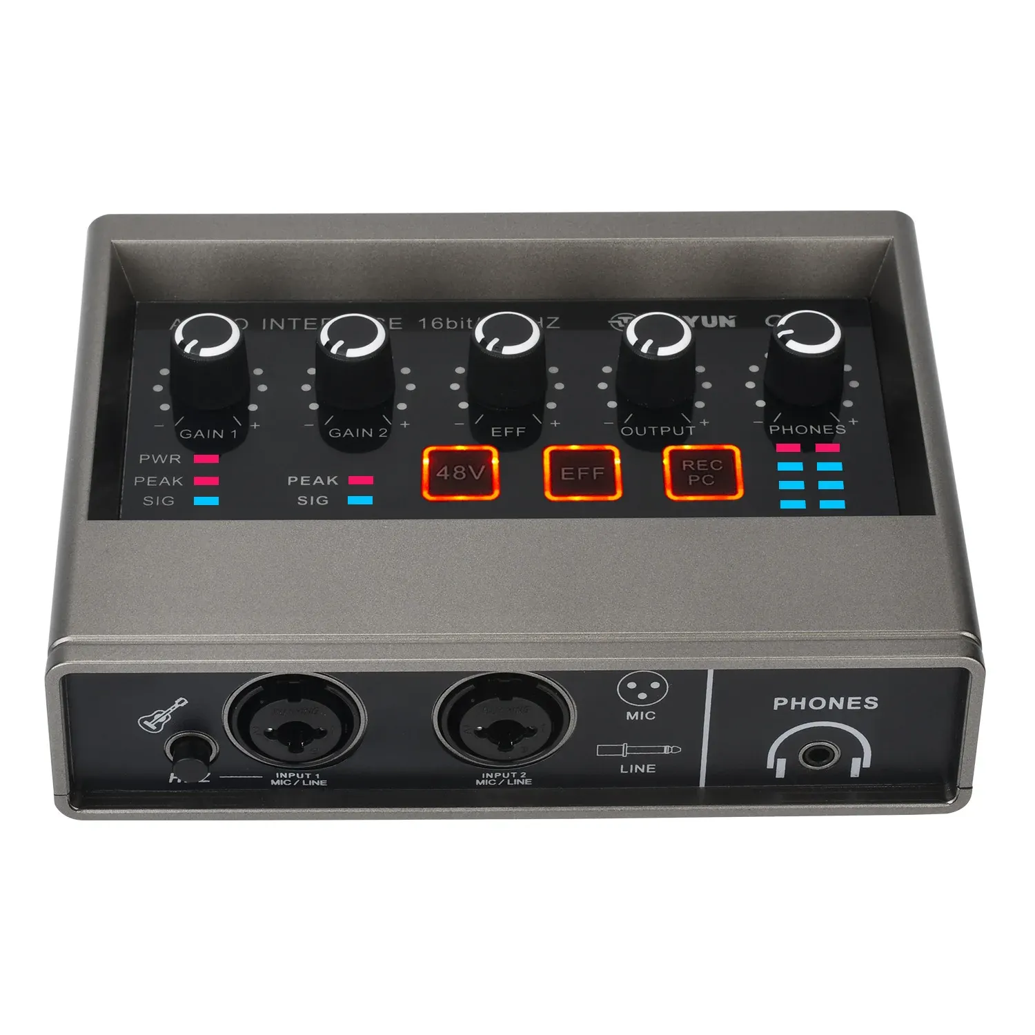Utrustning Teyun 2 Channel 48V Audio Interface DiverFree Computer Record Electric Guitar Echo Effects PC Recording Externt Sound Card Q16