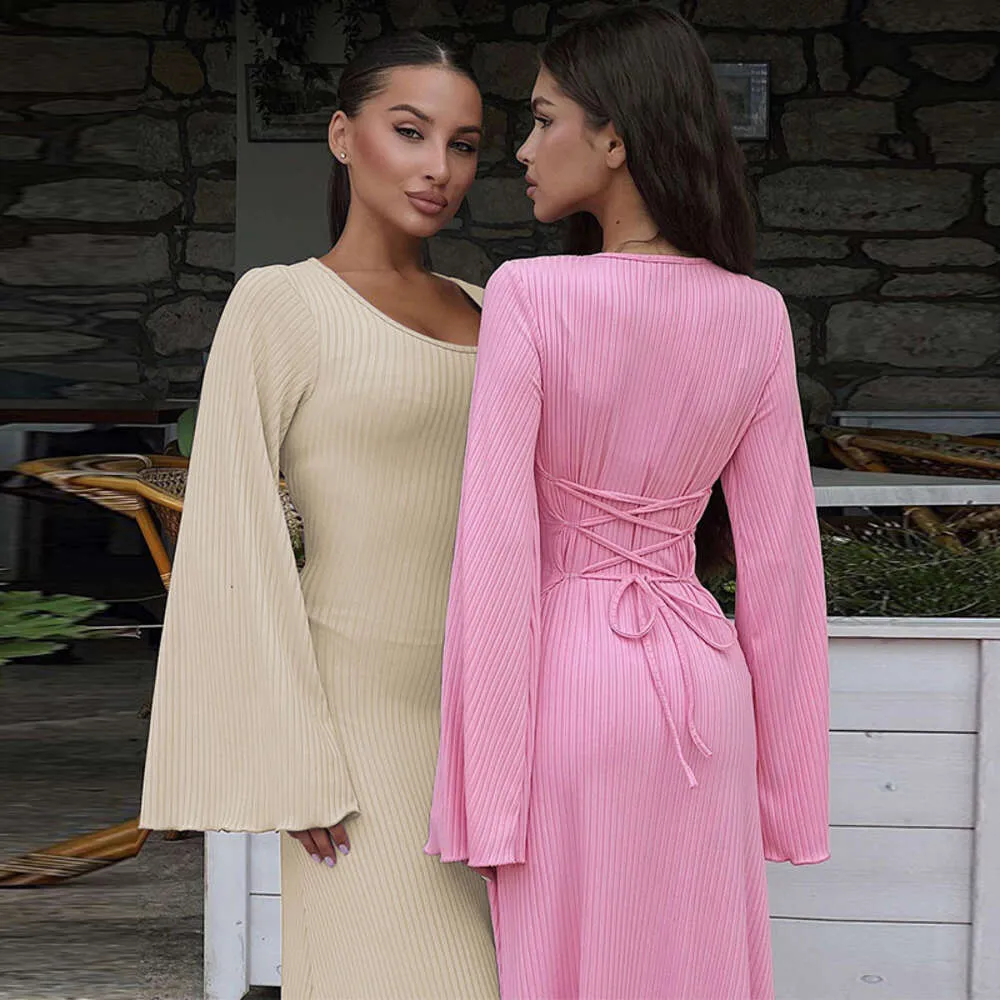 F42340 Womens Loose U Neck Lace Up Back Long Sleeve... From Linlin2689,  $48.98 In Bulk | DHgate.Com