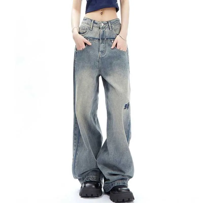 Jeans femminile y2k strtwear vintage strtwear da ragazzo largo jeans per donne pantaloni larghi pantaloni a larga gamba coreana pantaloni in jeans vintage y240422