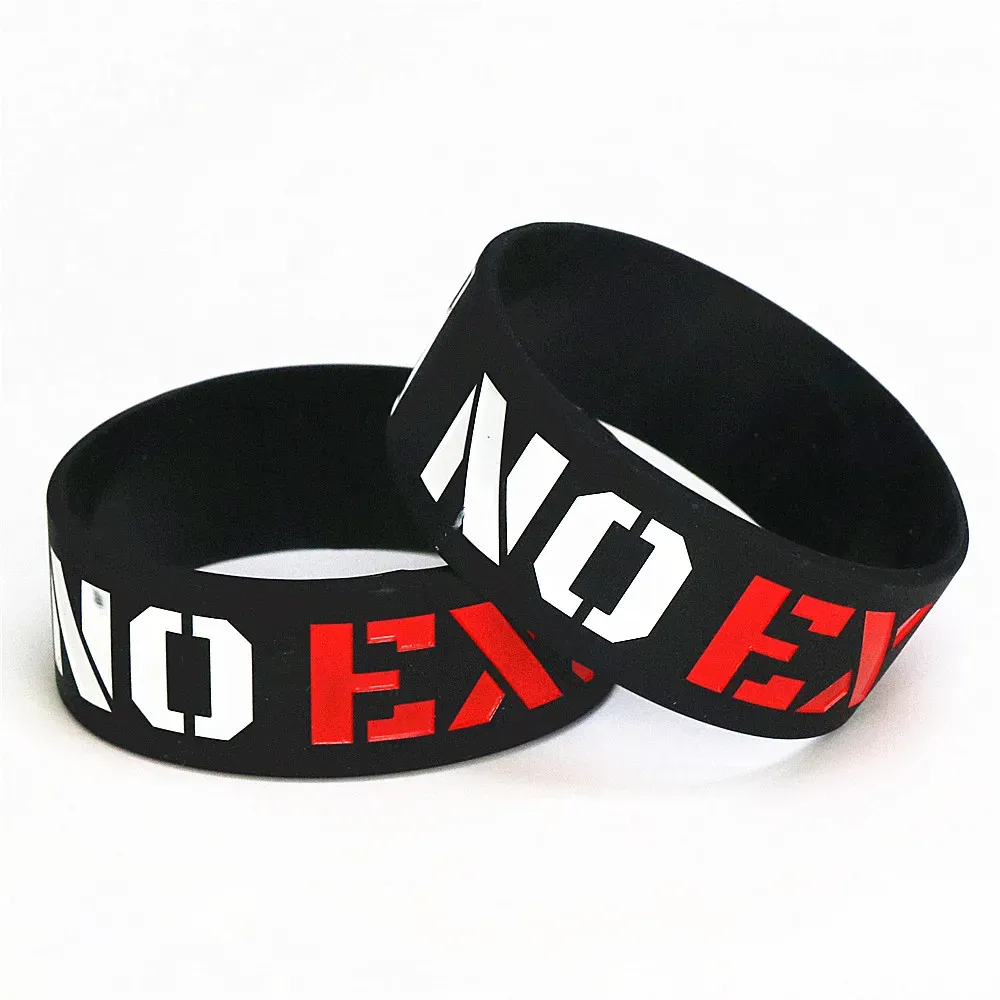 Bracelets 1PC Fashion No Excuses Motivation Silicone Wristband Black 1 Inch Wide Sports Activities Rubber Bracelets & Bangles Gift SH076