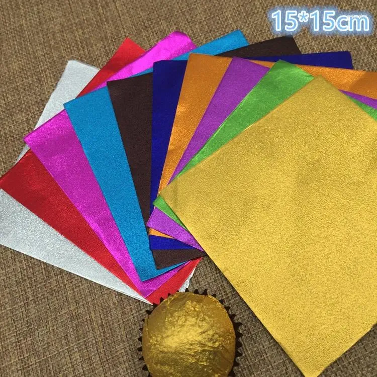 Gift Wrap Retail 300Pcs/Lot 15 15cm 5.9"x5.9" Multi Colored Foil Wrapper For Chocolates Candy Sweet Paper Square Colorful Tin