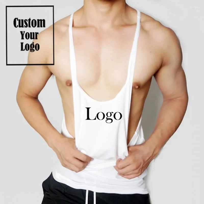 Herrtankstoppar tryckt avslappnad sport T-shirt ärmlös Anpassa träning Fitness Summer Gym Vest Outdoor Quick Torkkläder
