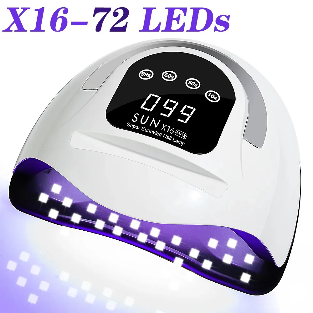 Sun x16 Max 72leds UV LED à ongles LED pour le vernis à ongles en gel Fast durcissant la lampe polonaise en gel avec temporisation Auto Capteur Nail Art Séchage Tool 240408