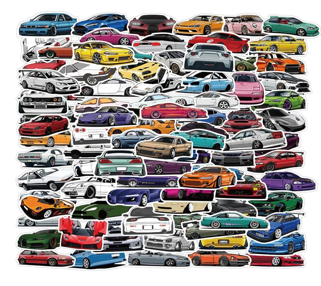 100pcs Toutes sortes d'autocollants de voiture JDM Cartoon Car Roadster Graffiti Stickers Bike Buggage ordinateur portable Skateboard Water Bottle Decals6322078