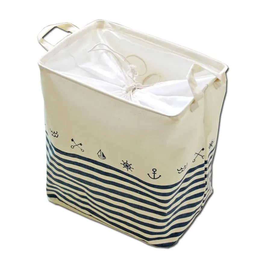 Baskets Anchor stripe Cloth Home decoration Laundry Hamper Clothes Storage Buckets box Bag Kids Toy organizer Storage Basket AU809