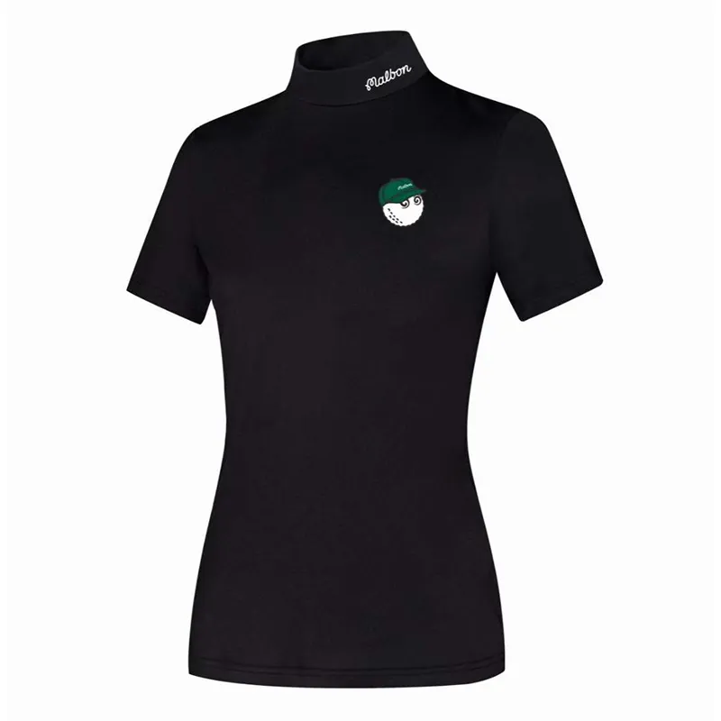 Mulher Spring/Summer New Golf A Outdoor Sports Sports Sports Sports Breathable Meio High Dech Declon Ladies Camiseta de mangas curtas Top de cor sólida confortável