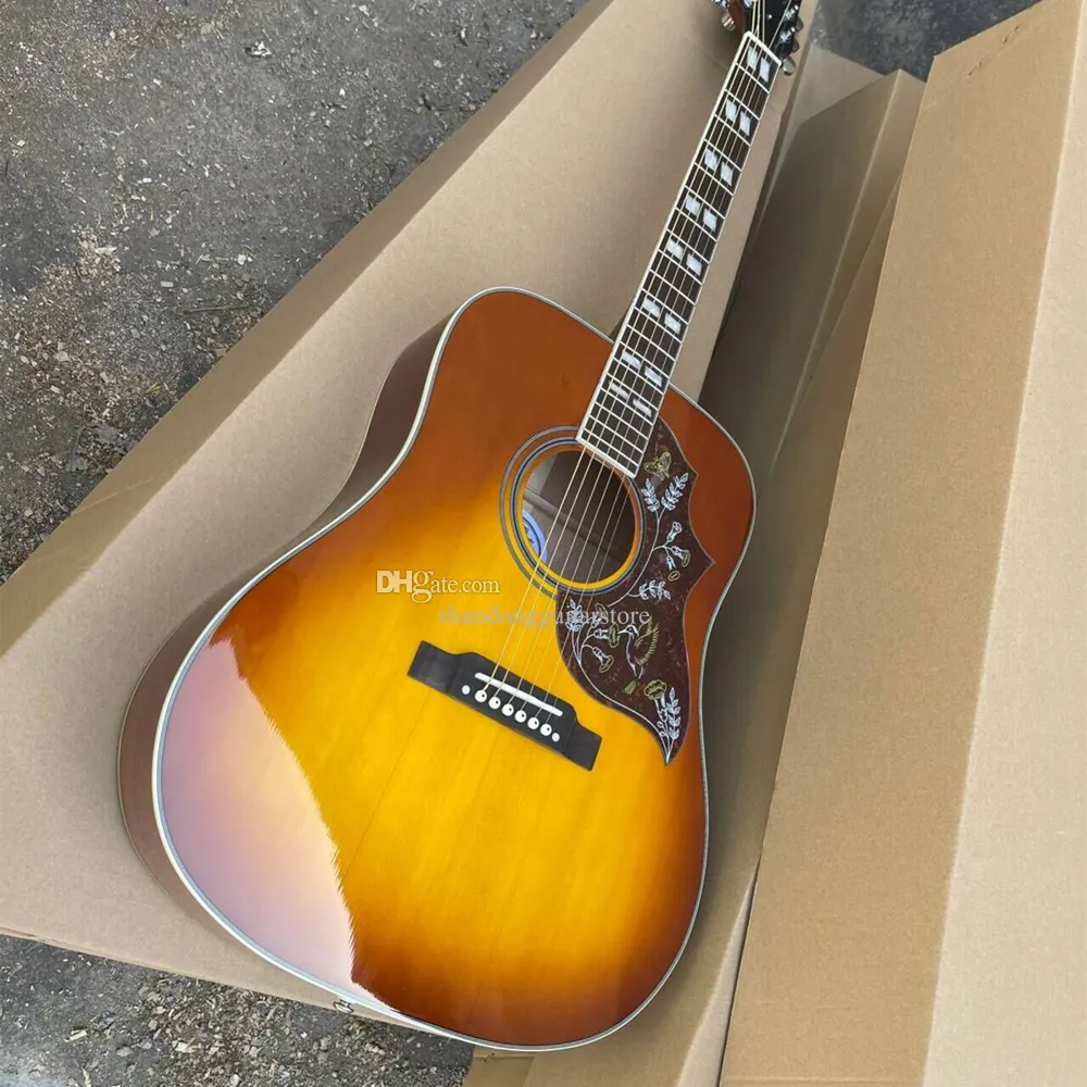 Factory Hollow Body Acoustic Guitar with Chrome Tuners,Free Shipping,Offer Logo/Color Customize