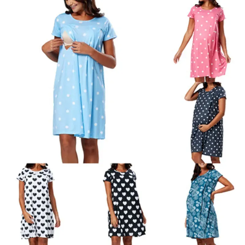 ドレスs 2xlファッション新しい妊婦パジャマコットンソフト授乳母乳育児用ナイトガウンスリープウェアプラスサイズ