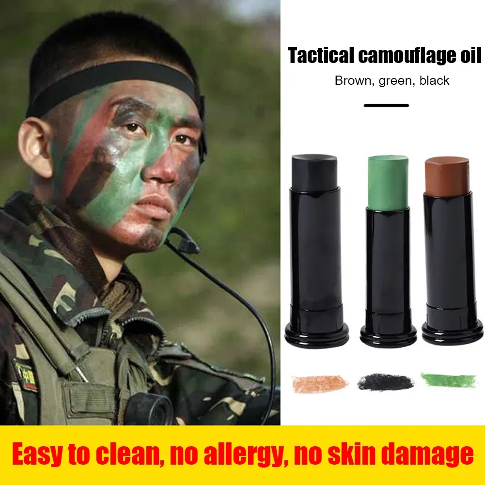 Stand 3pcs Military Woodland Camouflage Camo Color Cream Body Face Paint Tube Stick for Outdoor Field Camouflage Oil Suit