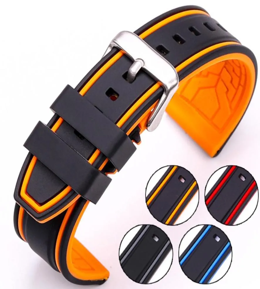 HenGrc Soft Silicone Watch Band Riem 20 mm 22 mm 24 mm 26 mm Fashion Women Men Men Matching Watchbands Rubber Bracelet2402306