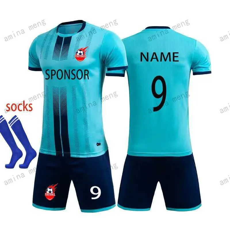 Les fans sont en tête de TEES 2023 Nouveaux hommes et enfants de football personnalisé Jersey Soccer Club Club Football Training Training Uniform Suit Adult Child Set Fast Dry Y240423