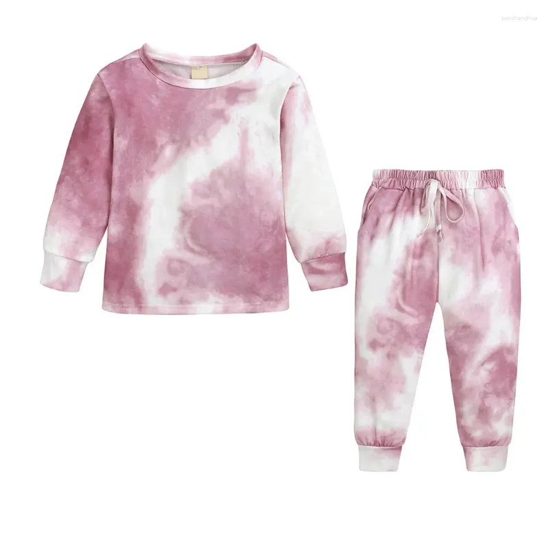 Juego de ropa para niños niños para niños Tip Tie Dye Marrón Pajamas set