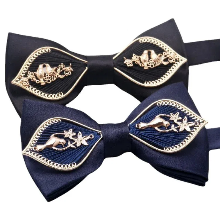 Wedding groom bow tie Han silk groomsman group black navy Xiuhe Dragon phoenix diva dress 240415