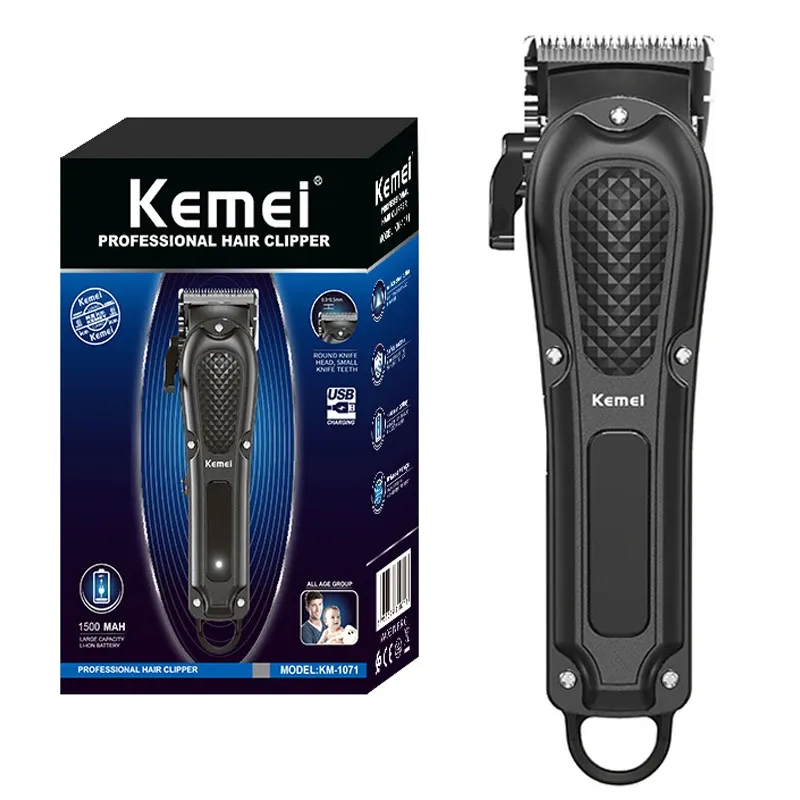 Clippers Kemei KM1071 Электрические волосы Clipper UBS Перезаряжаемая беспроводная борода Триммер Мужчины Мощные электрические волосы