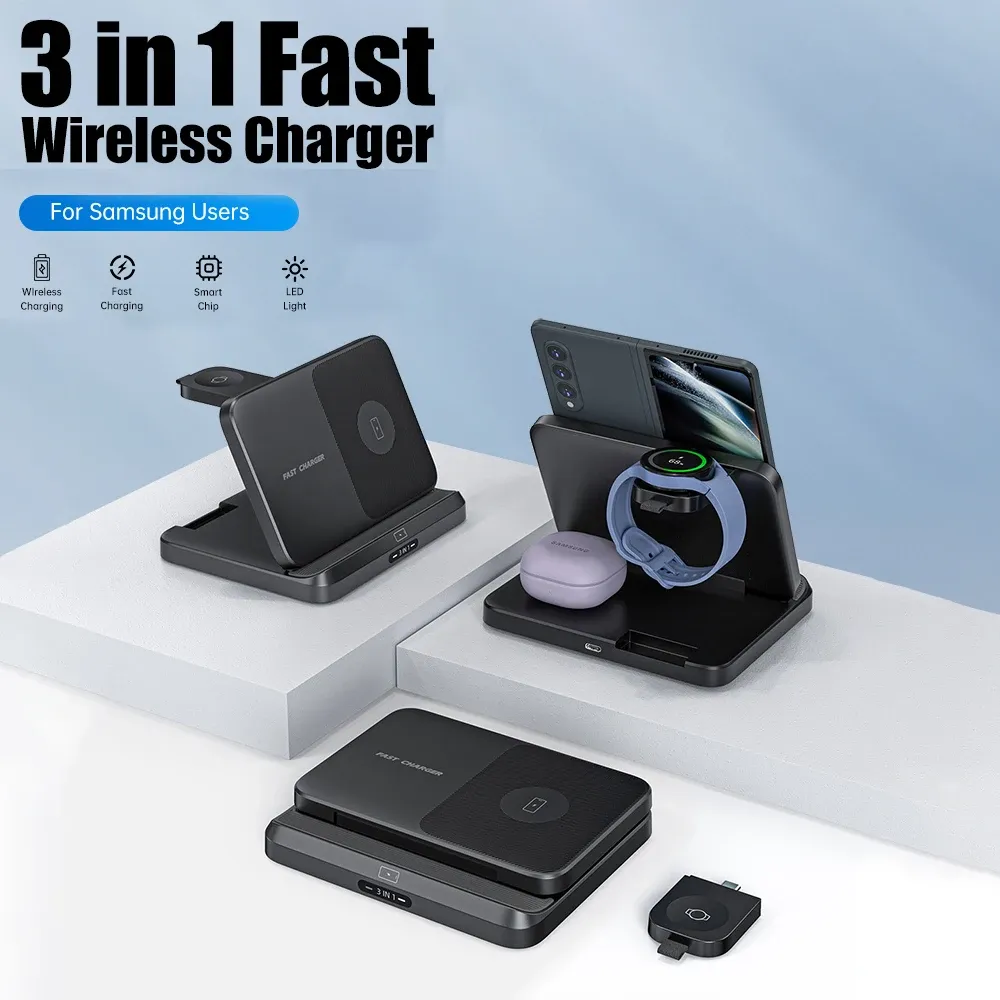 Caricabatterie Caricatore wireless pieghevole per Samsung Galaxy Z Fold 5 4 3 S23 Ultra Fast Charging Dock Station per Galaxy Watch 6 Buds2