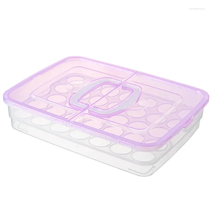 Storage Bottles 34 Grid Egg Box Shockproof Plastic Holder Household Refrigerator Light Purple