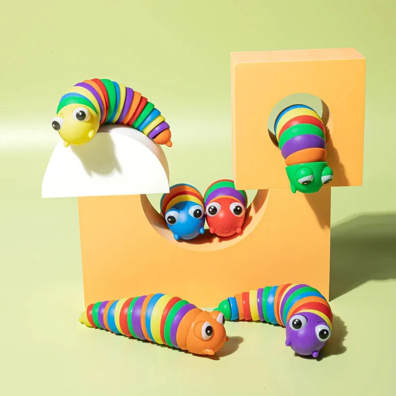 Les jouets de slug coloré créatifs colorés soulagent la décompression amusante escargots du jouet doigt se boucles fidget sensoriel 240410