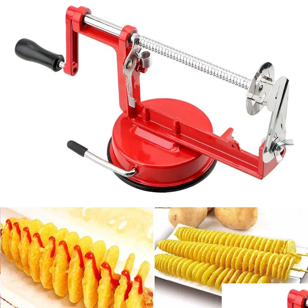 Fruit Vegetable Tools Stainless Steel Spiralizer Twisted Potato Slicer Kitchen Gadgets Manual Spiral French Fry Cutter Cooking Drop De Otedq