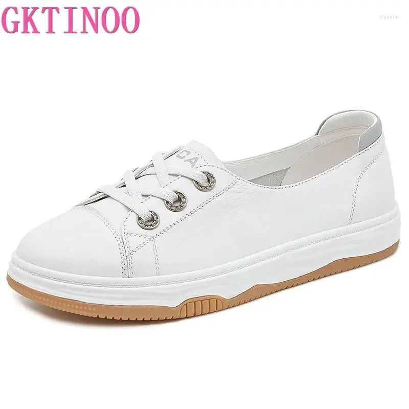 Casual Shoes GKTINOO Genuine Leather Designer Luxury Sneakers Woman Flat Female Fashion 2024 Spring Summer High Quality Slip On