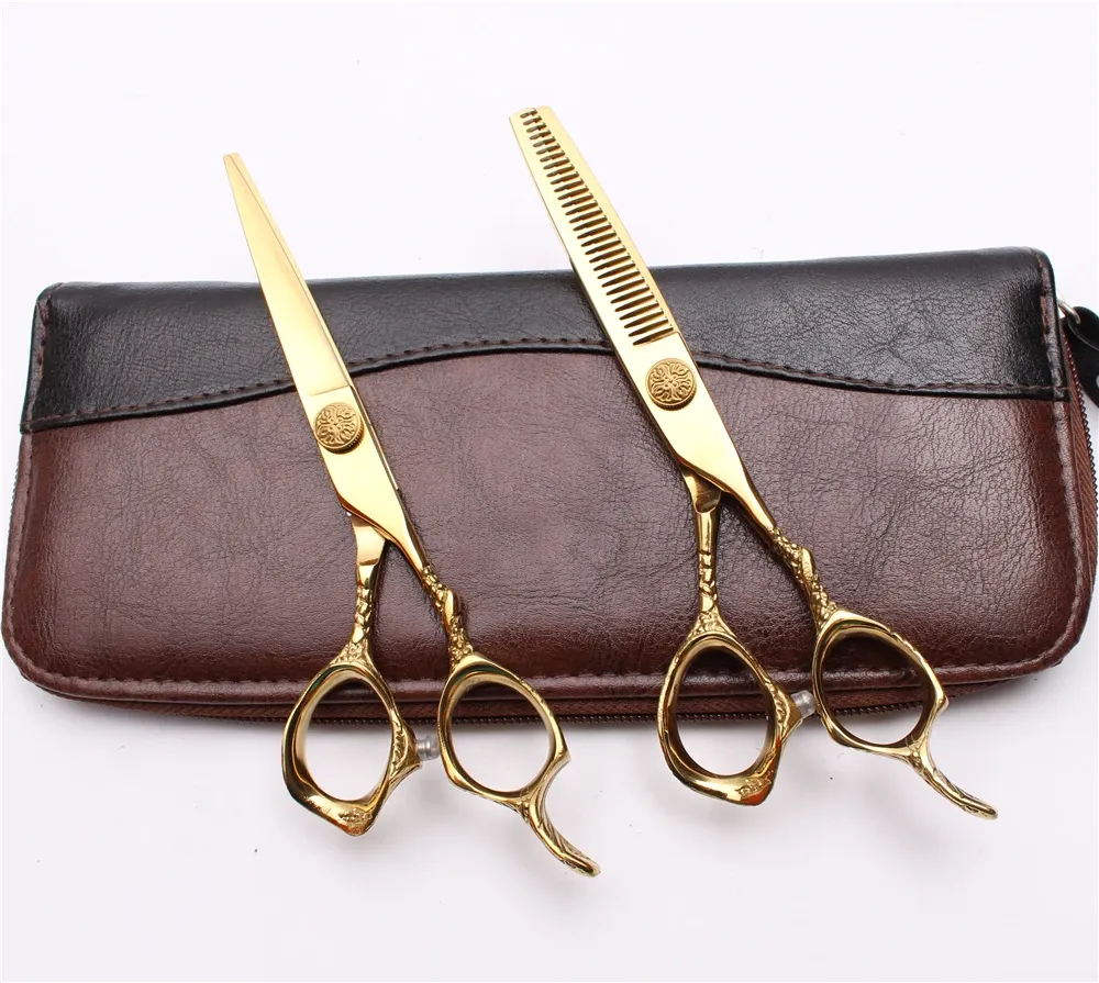 Shears da 6 pollici JP 440c in acciaio oro a forbici da barbiere professionista taglio di cesoie per le forbici di bellezza strumenti per capelli set di strumenti
