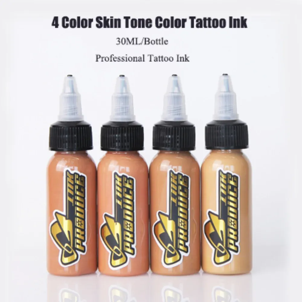 Bläck 30 ml professionell tatuering hud täcker bläck 4 färg naturlig kroppskonst permanent makeup lätt målarpigment för tatuerare konstnär
