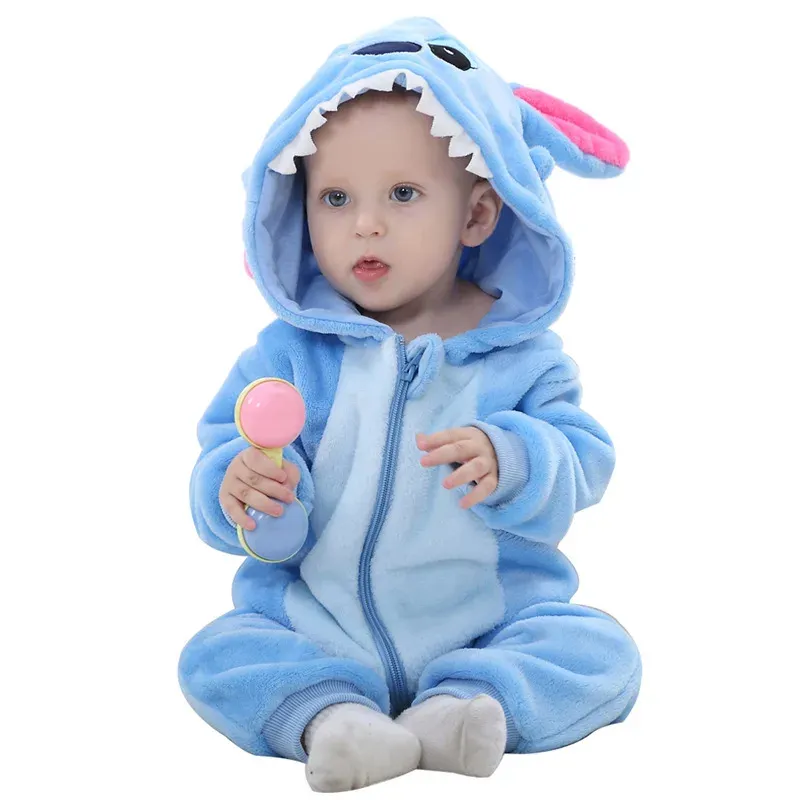 Één-stuks babymeisje kleren blauwe stitch rompers unisex kinderen schattig één stuk cartoon jumpsuit ropa bebe recem nacido macacao bebe mameluco