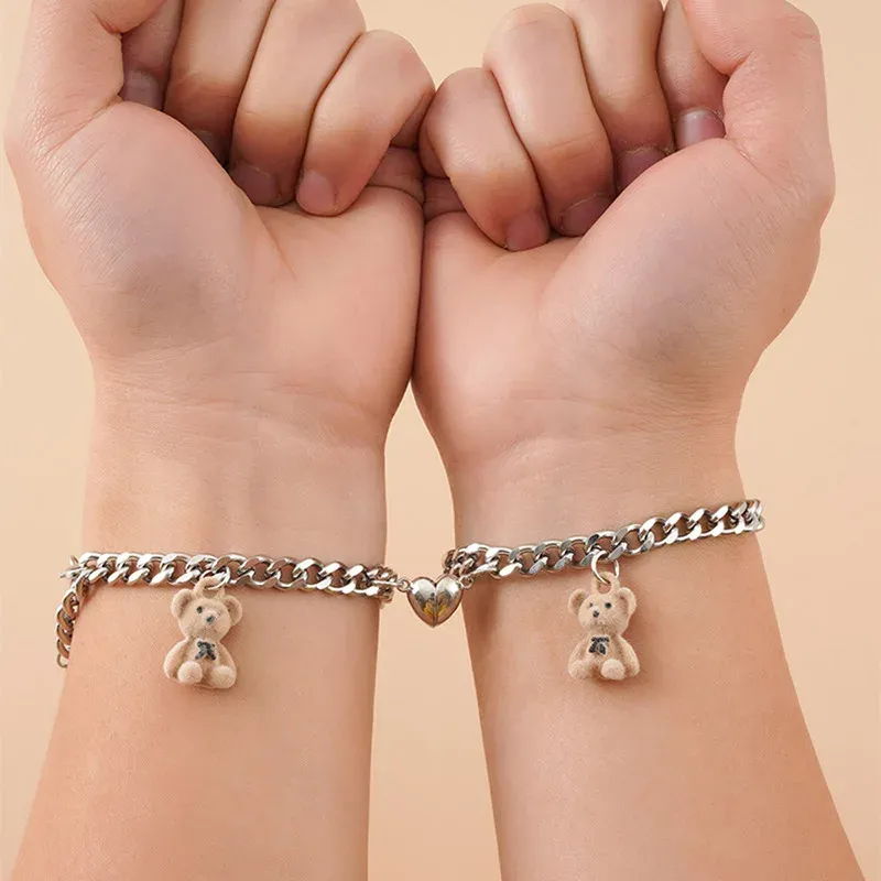 Brins 2pcs Nouveaux bracelets aimant couple de couple en peluche