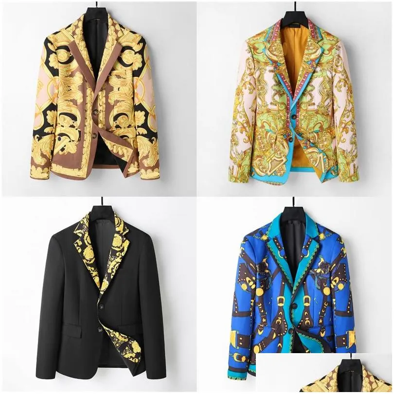 Heren Pakken Blazers 2024 Hoogwaardige Designer Fashion Man Suit Blazer Jackets Coats Bloempatroon voor mannenstylist Letter Borduurwerk L Dhbav