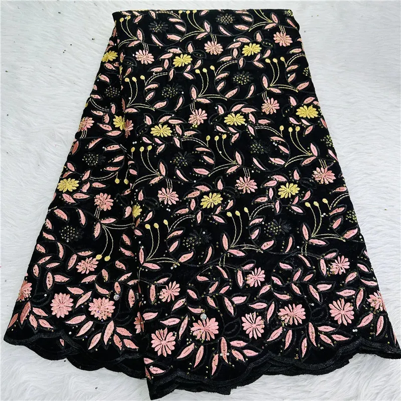 Tessuto in pizzo secco da 5 yard Ultimo ricamo con perline pesante africano africano 100% in cotone svizzero Voile Dubai Style per il matrimonio di festa 9l23 240408